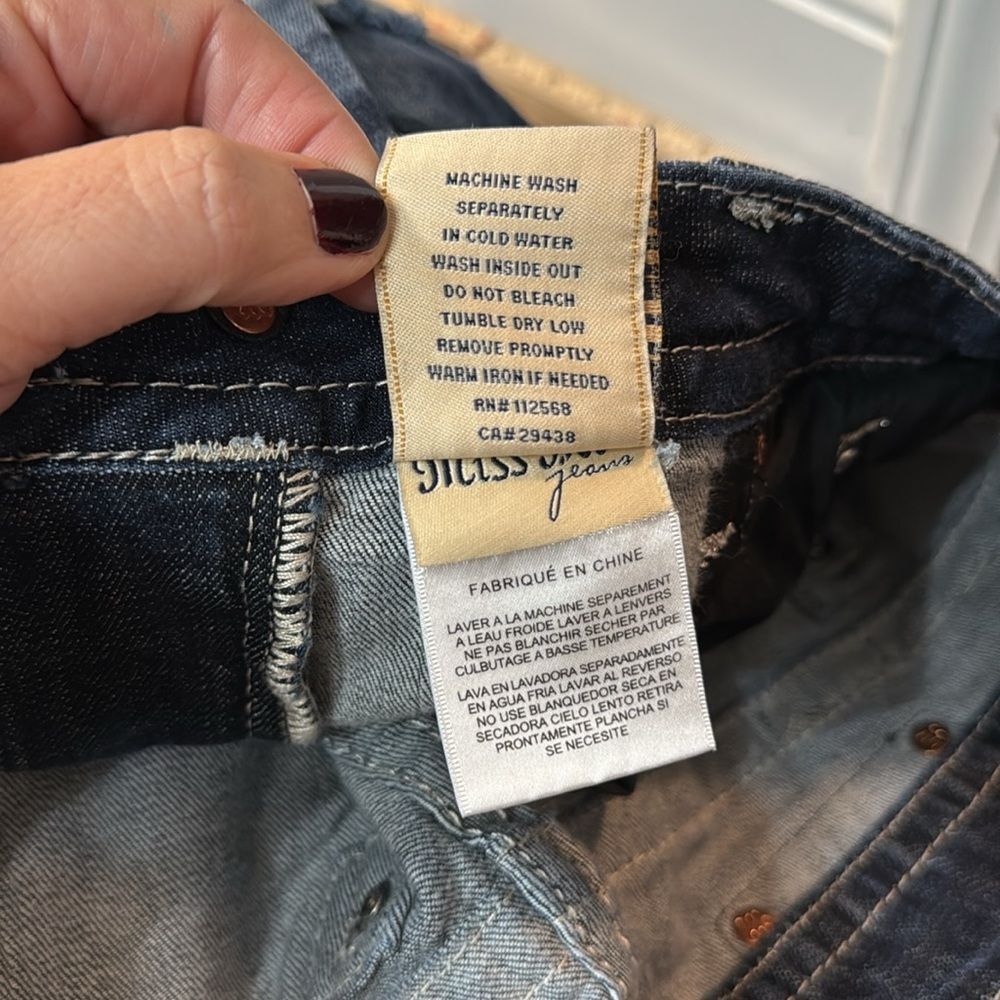 Miss Me Womens Mid-Rise Curvy‎ Cropped Stretch Rhinestone Blue Jeans SZ 29 - Picture 12 of 13